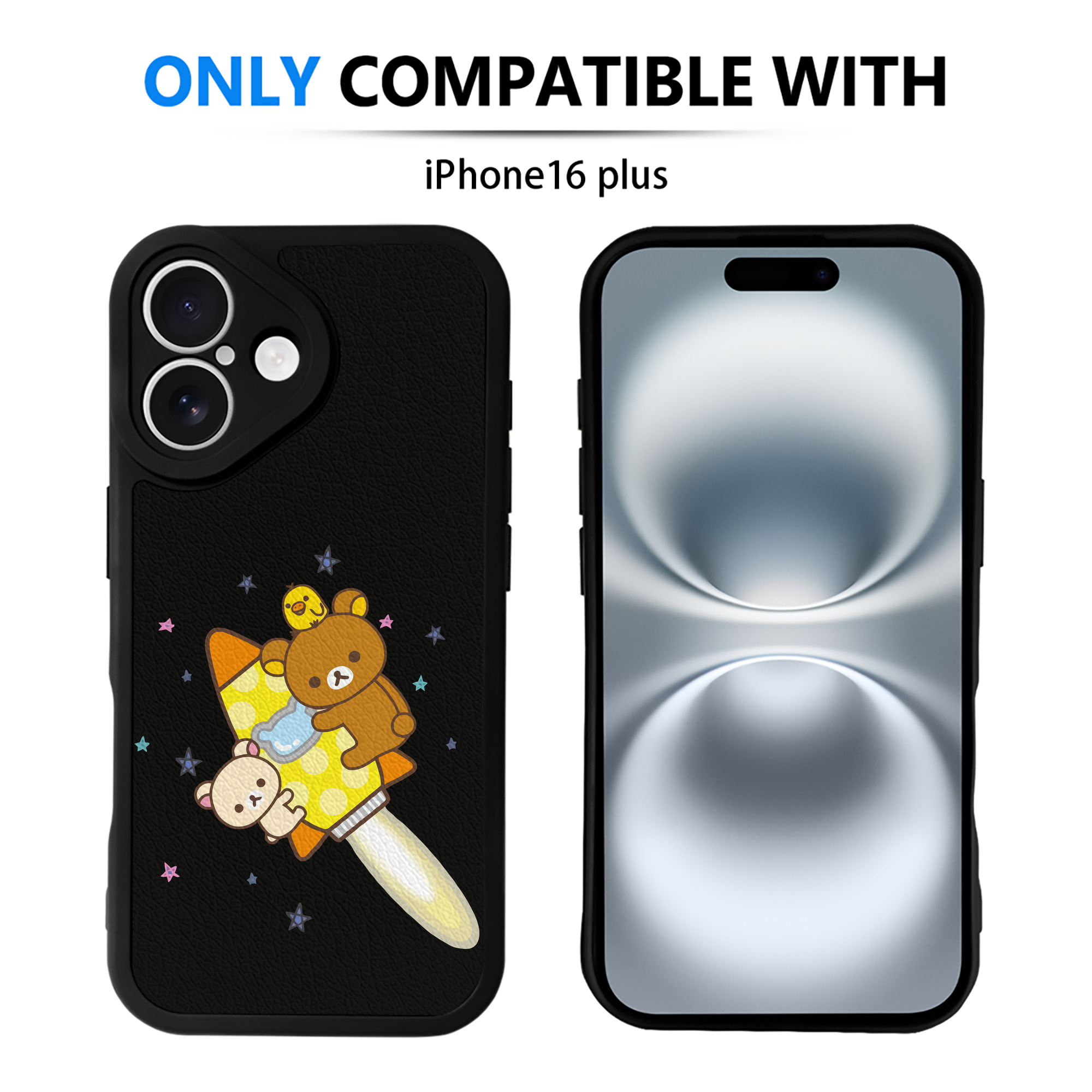 （画像用） リラックマ リラックマ キイロイトリ Rilakkuma Korilakkuma Kiiroitori 【iPhone 16シリーズ対応】シリコンスマホケース（レザー調） 材質：シリコン